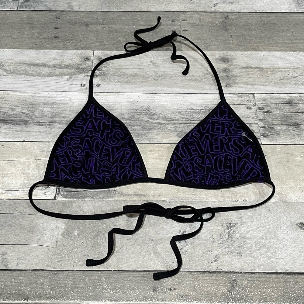 VERSACE logo-print reversible bikini top - Purple/Black - Sz - 4 .EU/10 .US